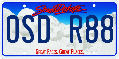 SD license plate 0SDR88