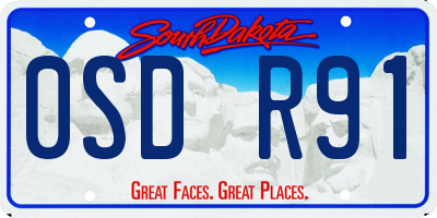 SD license plate 0SDR91