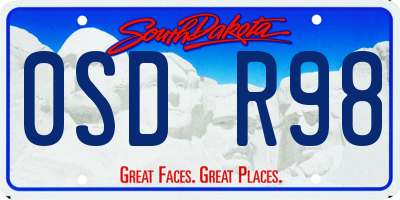 SD license plate 0SDR98