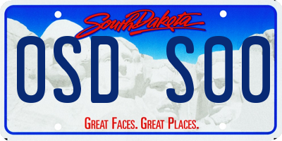 SD license plate 0SDS00
