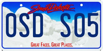 SD license plate 0SDS05