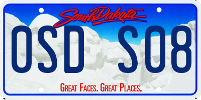SD license plate 0SDS08