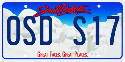 SD license plate 0SDS17