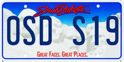SD license plate 0SDS19