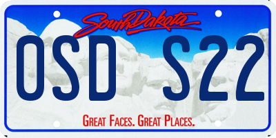 SD license plate 0SDS22