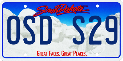 SD license plate 0SDS29