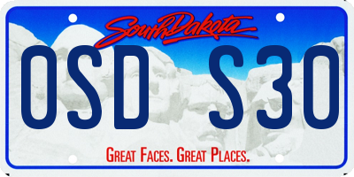 SD license plate 0SDS30