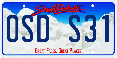 SD license plate 0SDS31
