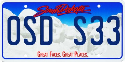 SD license plate 0SDS33