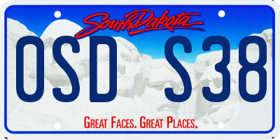 SD license plate 0SDS38