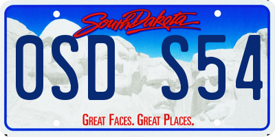 SD license plate 0SDS54