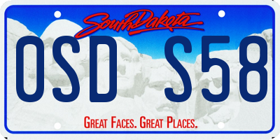 SD license plate 0SDS58
