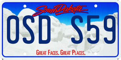 SD license plate 0SDS59
