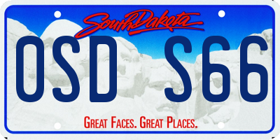 SD license plate 0SDS66