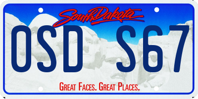SD license plate 0SDS67