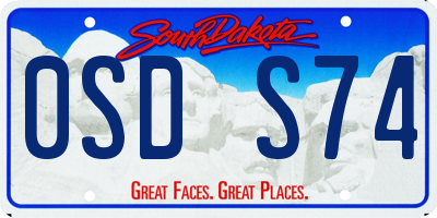 SD license plate 0SDS74