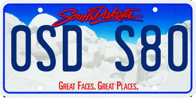 SD license plate 0SDS80