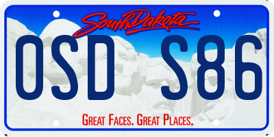 SD license plate 0SDS86