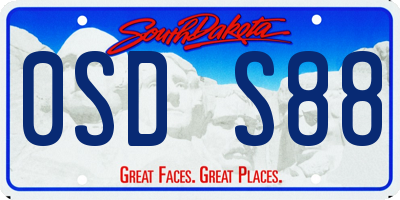 SD license plate 0SDS88