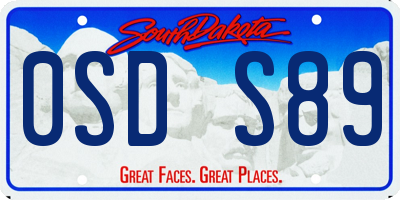 SD license plate 0SDS89