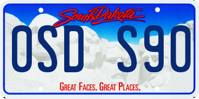 SD license plate 0SDS90