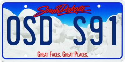 SD license plate 0SDS91