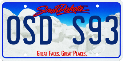 SD license plate 0SDS93