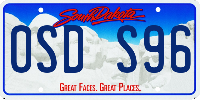 SD license plate 0SDS96