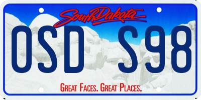 SD license plate 0SDS98