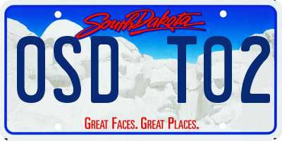 SD license plate 0SDT02