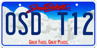 SD license plate 0SDT12