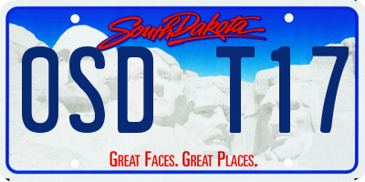SD license plate 0SDT17
