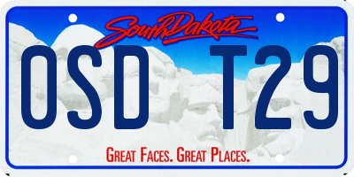 SD license plate 0SDT29