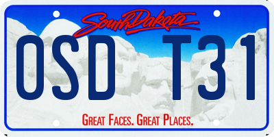 SD license plate 0SDT31
