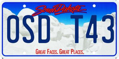 SD license plate 0SDT43