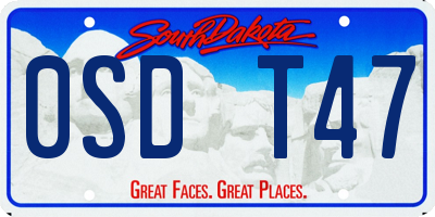 SD license plate 0SDT47
