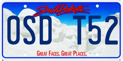 SD license plate 0SDT52