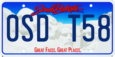 SD license plate 0SDT58
