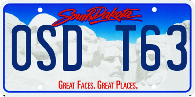 SD license plate 0SDT63