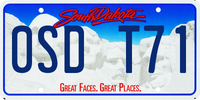 SD license plate 0SDT71