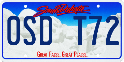 SD license plate 0SDT72