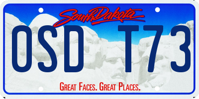 SD license plate 0SDT73