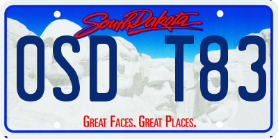 SD license plate 0SDT83