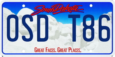 SD license plate 0SDT86