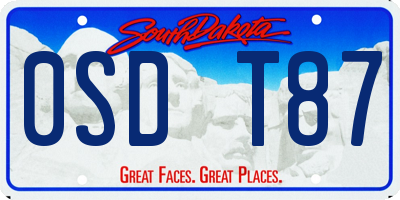 SD license plate 0SDT87