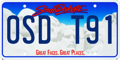SD license plate 0SDT91