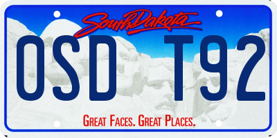 SD license plate 0SDT92