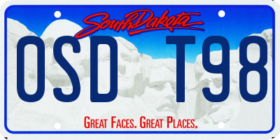 SD license plate 0SDT98