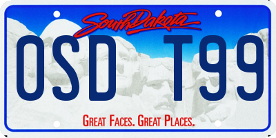 SD license plate 0SDT99