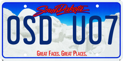 SD license plate 0SDU07